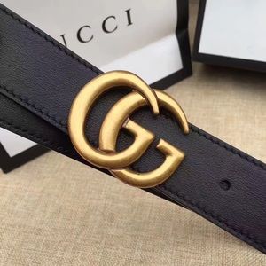 Gucci GG Marmont leather belt with shiny buckle